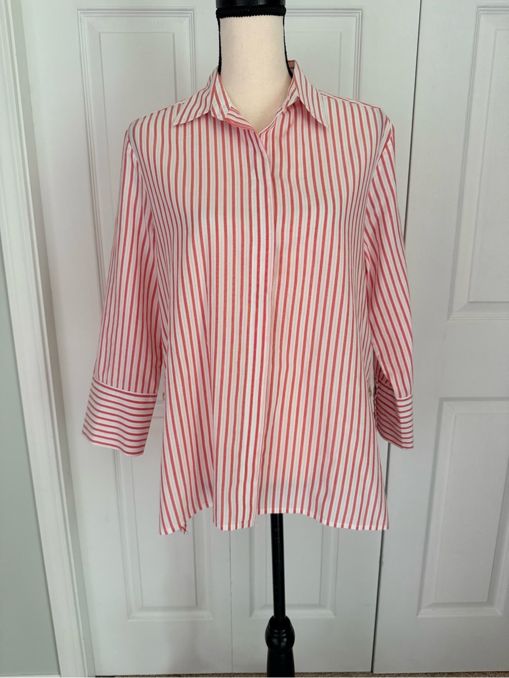 Hinson Wu Maxine Stripe Gingham Mixed Print Side Button Tunic Shirt‎ Size M